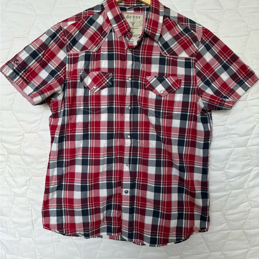 Guess pearl snap short sleeve shirt